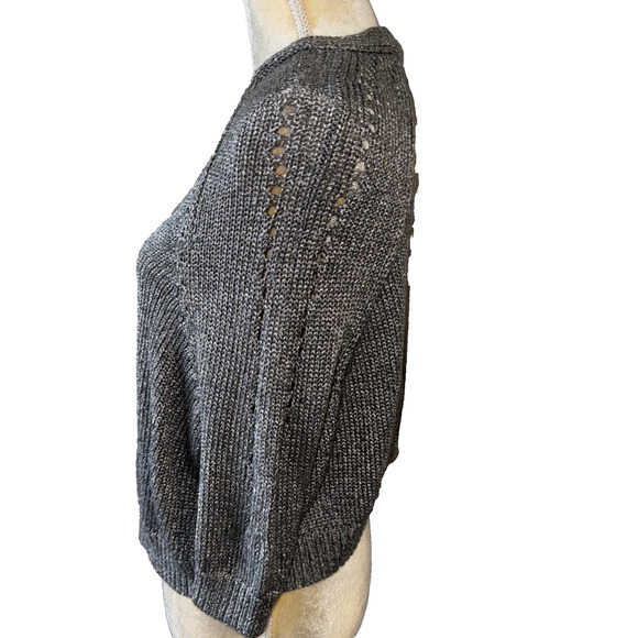 Vince Knot Gray Knit Short Sleeve Cardigan Size S - Picture 4 of 9